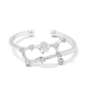 GEMINI Constellation CZ White Gold Dipped Ring